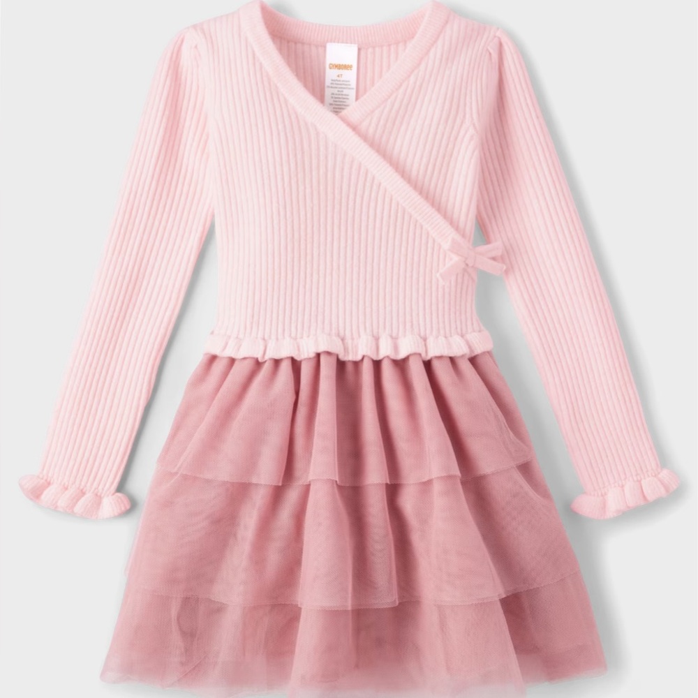 New Gymboree Girls 8 Ruffle Faux Wrap Dress Pink Tiny Dancer
